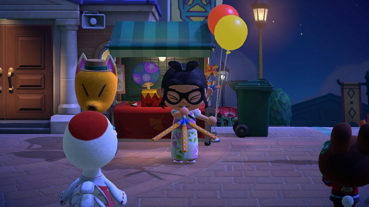 An Animal Crossing character blows on a Tweeter